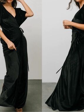 Baltic Born Meghan Velvet Wrap Maxi Dress | Black